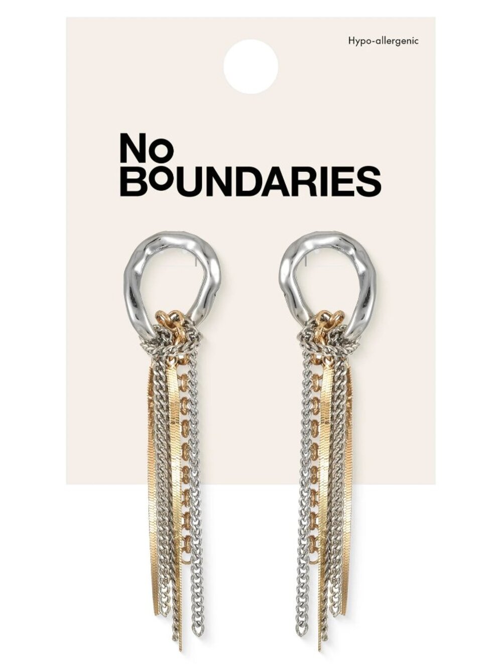 No Boundaries Gold-Tone and Silver-Tone Mixed Metal Tassel Chain Drop Earrings,